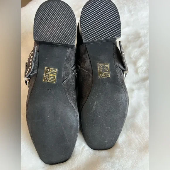 Jeffrey Campbell Studded Buckle Ankle Boots Dk Gray Suede 7.5 - Picture 6 of 8